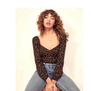 Reformation  Reign Top In Rose Floral Mina